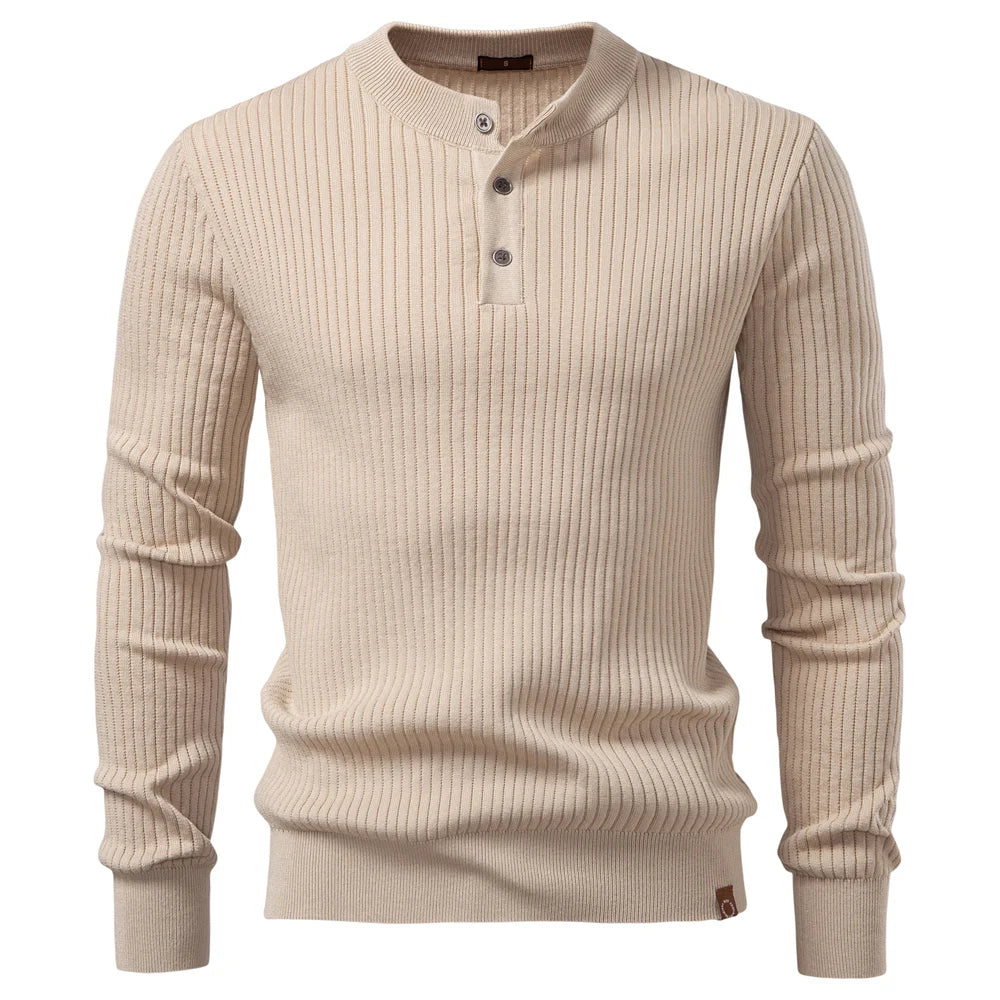 Long Sleeve Button Placket Polo Shirt Men