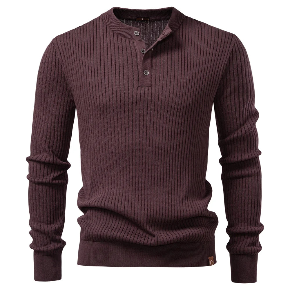 Long Sleeve Button Placket Polo Shirt Men