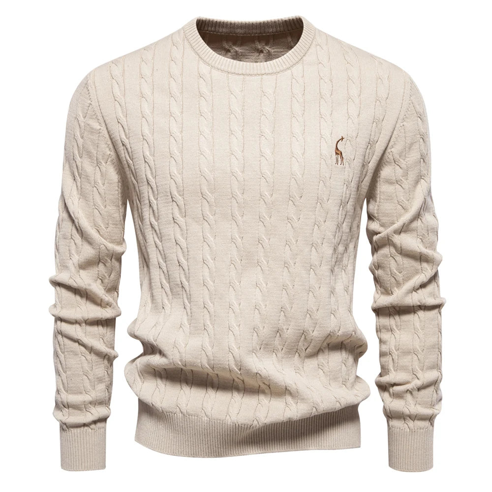 Strets & Hill Giraffe Knitted Sweater for Men, Cozy Style