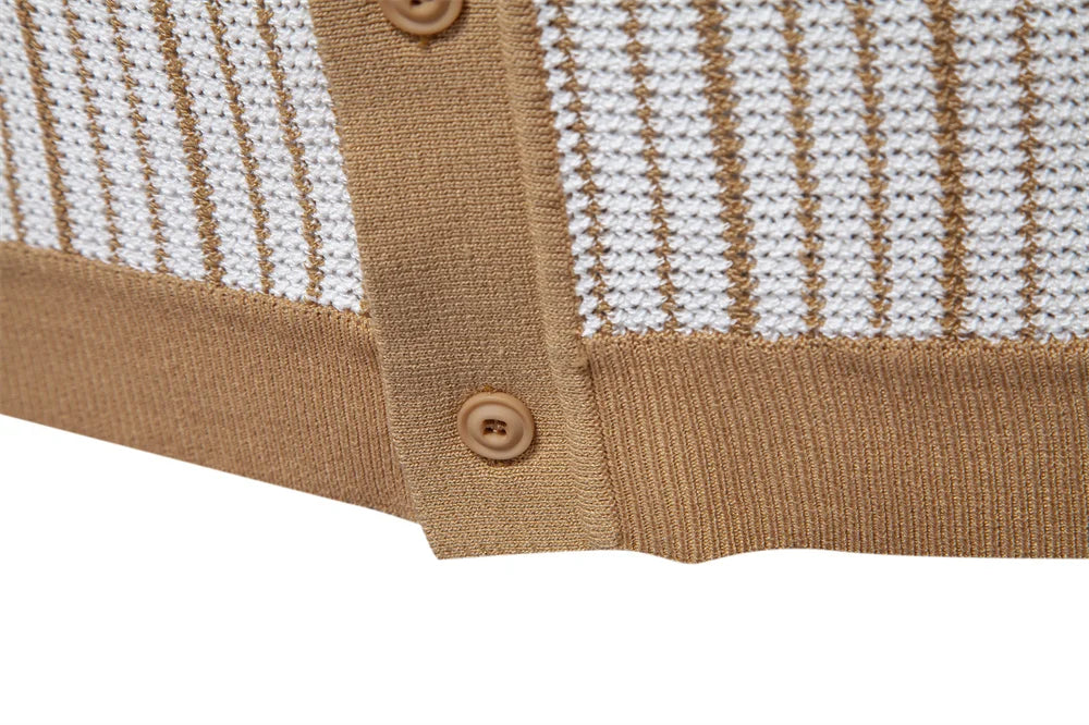 Striped Mesh Polo Shirt