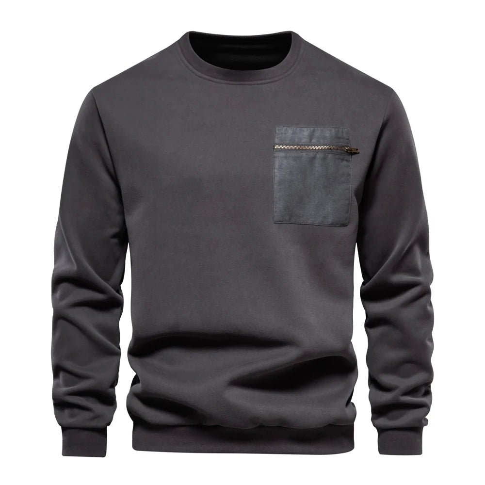 Strets & Hill Cotton Zip Pocket Sweatshirt for Men