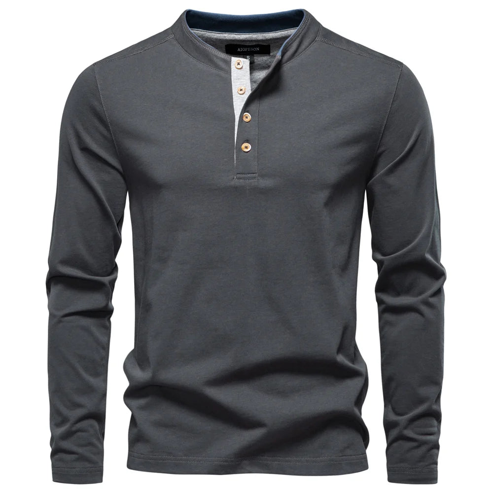 Thermal Long Sleeve Henley Collar Shirt