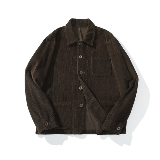French Style Vintage Corduroy Cargo Jacket