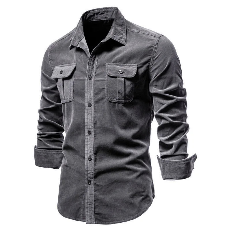 Strets & Hill Slim Fit Cotton Corduroy Men’s Shirt for Fall