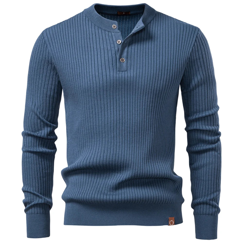 Long Sleeve Button Placket Polo Shirt Men