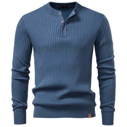 Long Sleeve Button Placket Polo Shirt Men