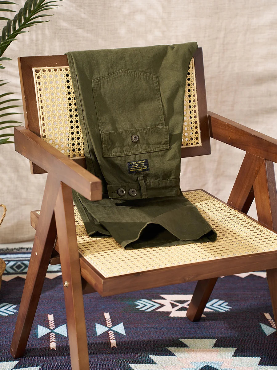 American Retro Army Green Overalls Casual Pants