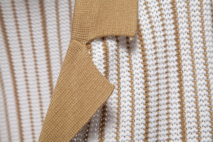 Striped Mesh Polo Shirt