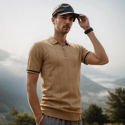 Slim Fit Zipper Polo Shirt