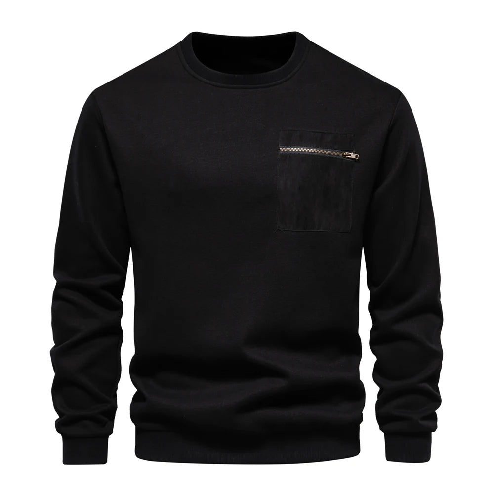 Strets & Hill Cotton Zip Pocket Sweatshirt for Men
