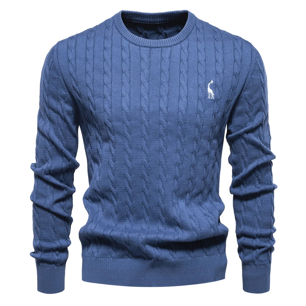 Strets & Hill Giraffe Knitted Sweater for Men, Cozy Style