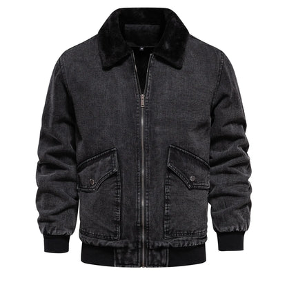 Autumn Winter Fur Collar Denim Jacket