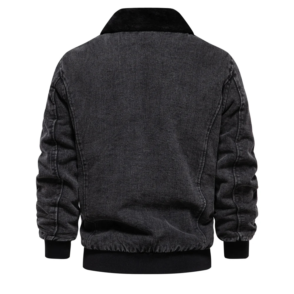 Autumn Winter Fur Collar Denim Jacket