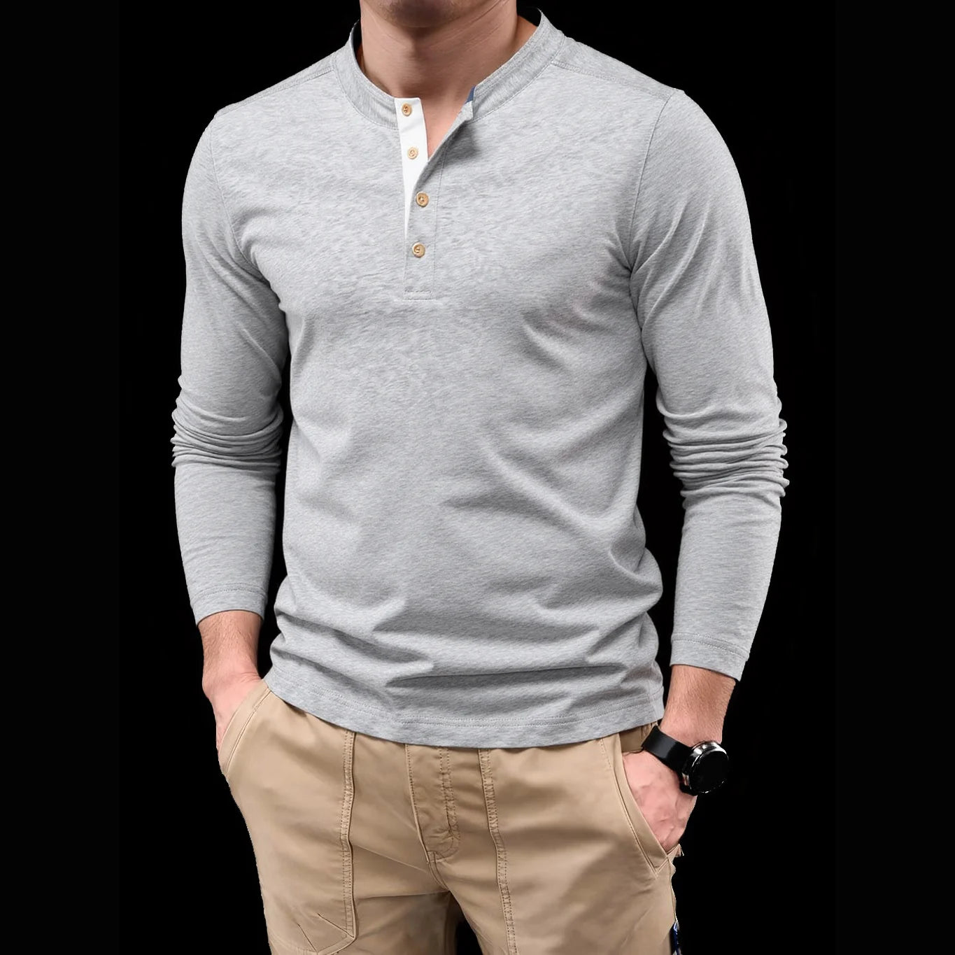 Thermal Long Sleeve Henley Collar Shirt