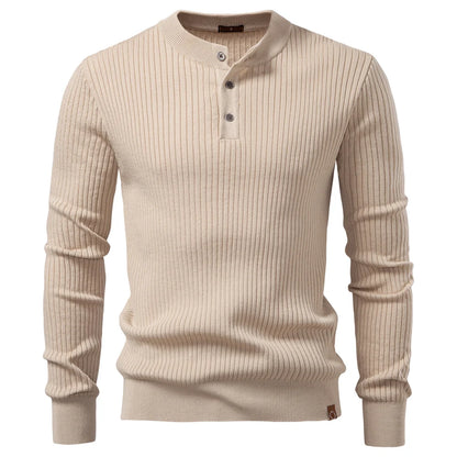 Long Sleeve Button Placket Polo Shirt Men
