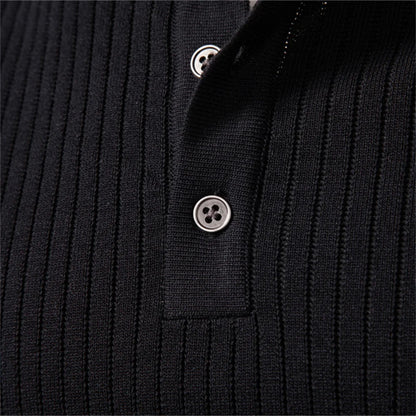 Long Sleeve Button Placket Polo Shirt Men