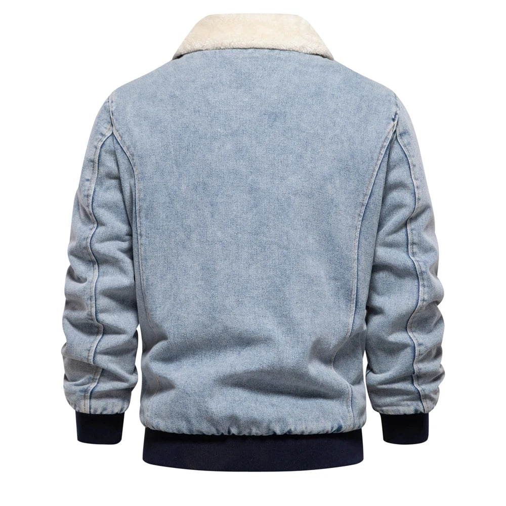 Autumn Winter Fur Collar Denim Jacket