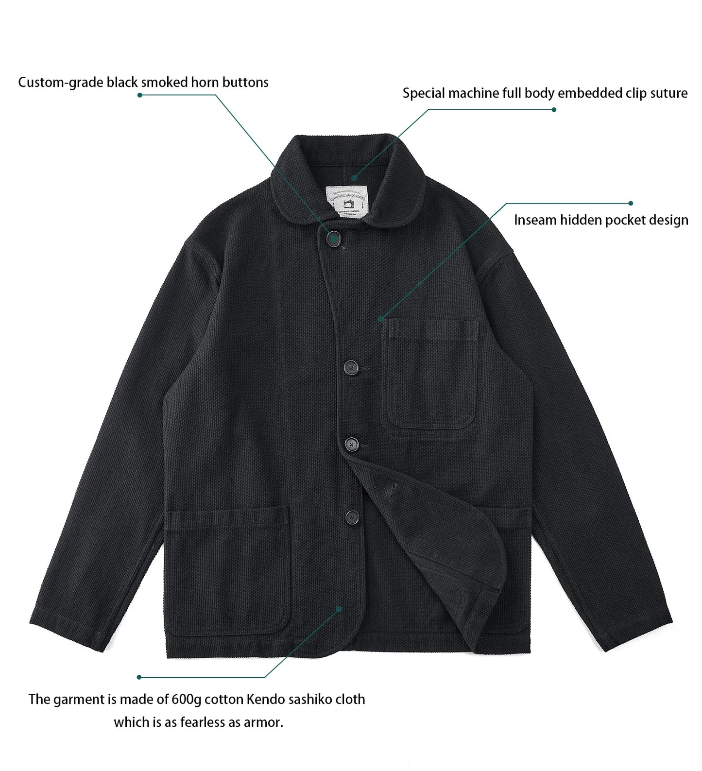 Autumn And Winter Plant Dyed Cotton Retro Ink-Dyed Suit Jacket