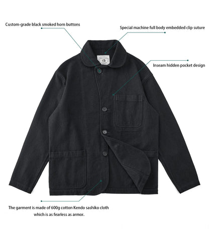 Autumn And Winter Plant Dyed Cotton Retro Ink-Dyed Suit Jacket