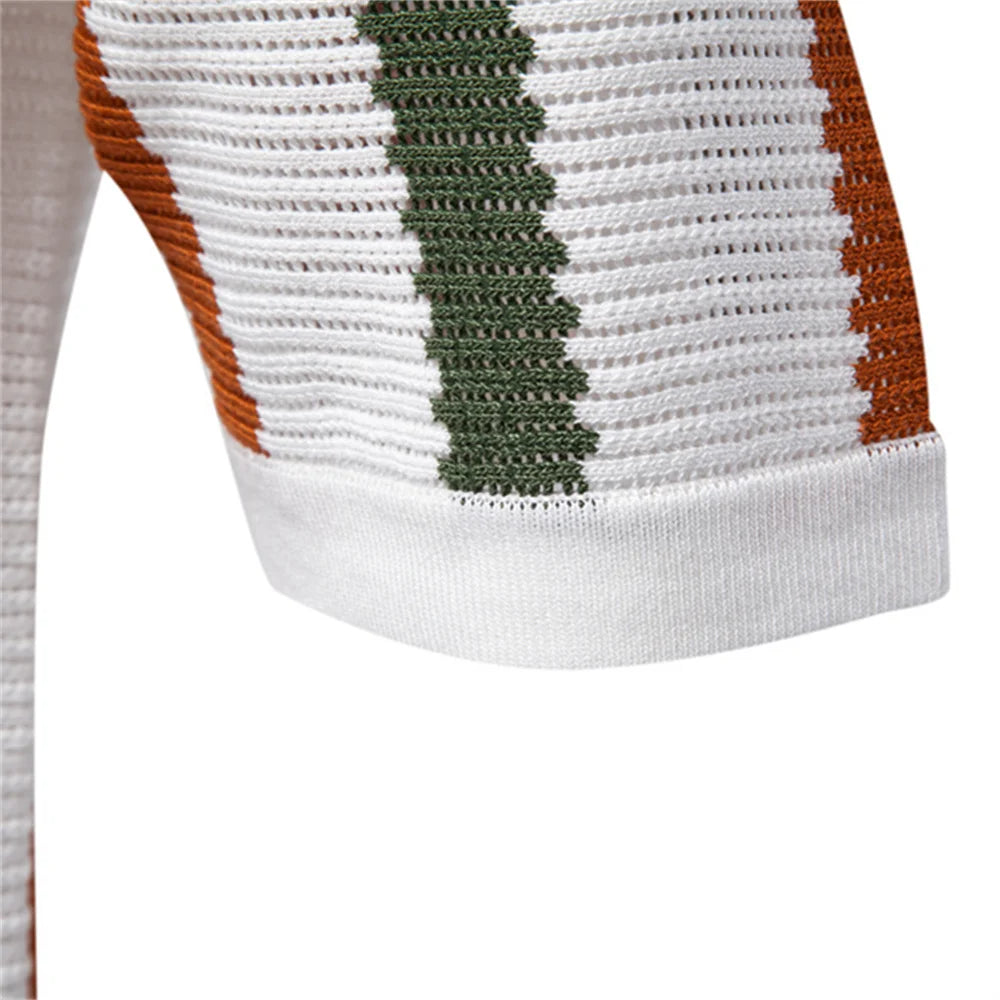 Ribbed Knit Polo Shirt