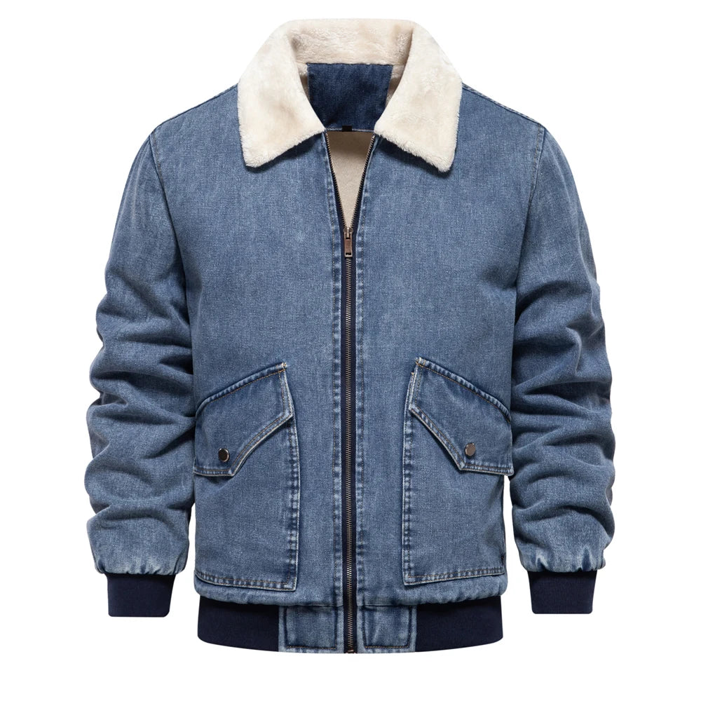 Autumn Winter Fur Collar Denim Jacket