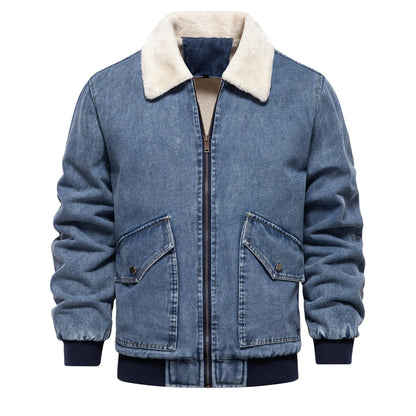 Autumn Winter Fur Collar Denim Jacket