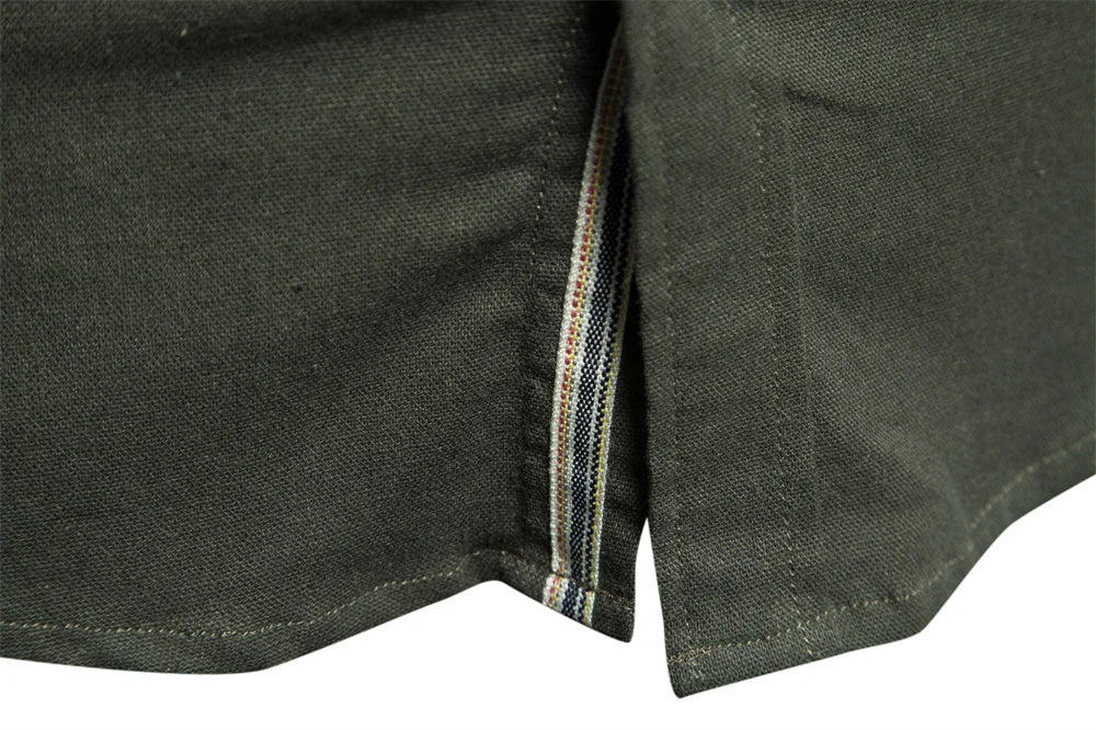 Strets & Hill Men's Cotton Long Sleeve Pocket Shirt, Solid Color