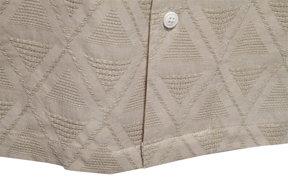 ストレッツ＆ヒル メンズ カジュアル コットン ジャカード サマーシャツ