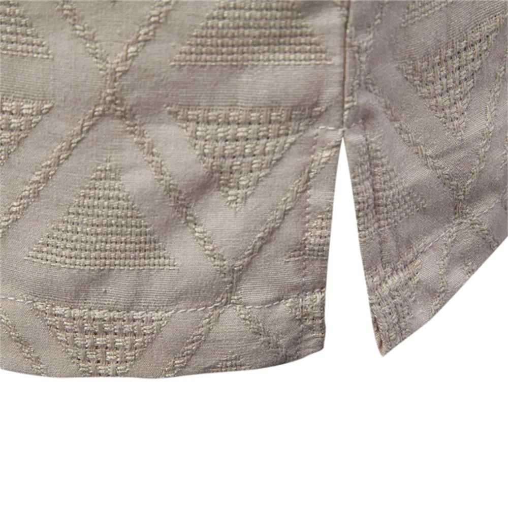 ストレッツ＆ヒル メンズ カジュアル コットン ジャカード サマーシャツ