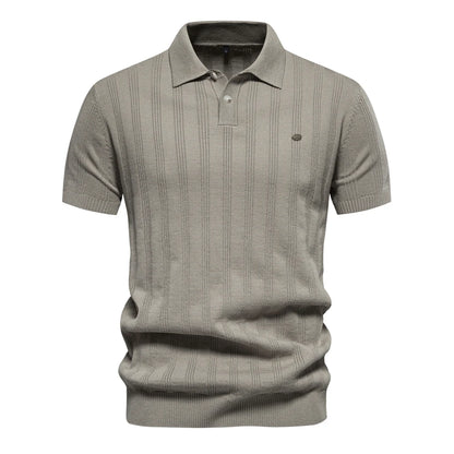 Strets & Hill Summer Ribbed Knit Polo Shirt for Men