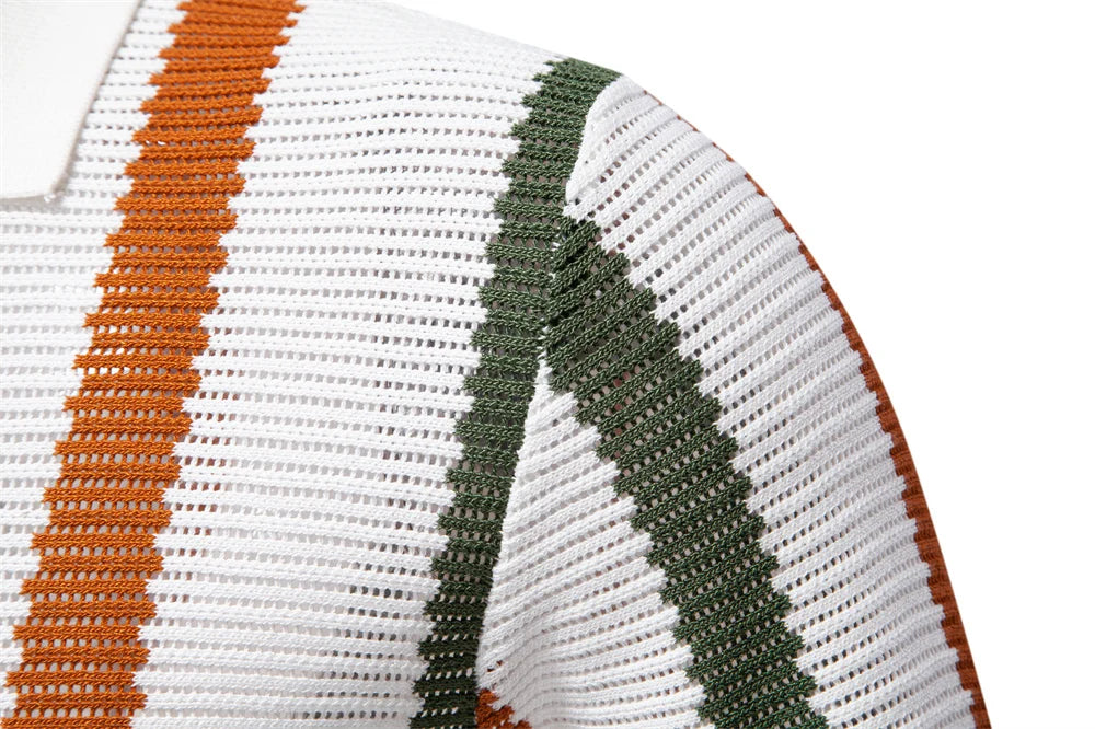 Ribbed Knit Polo Shirt