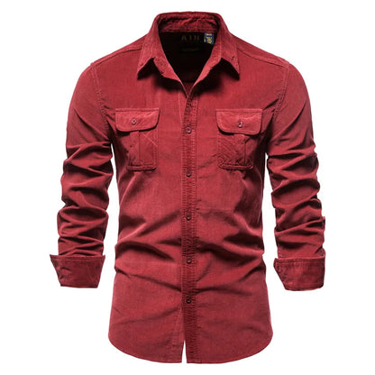 Strets & Hill Slim Fit Cotton Corduroy Men’s Shirt for Fall