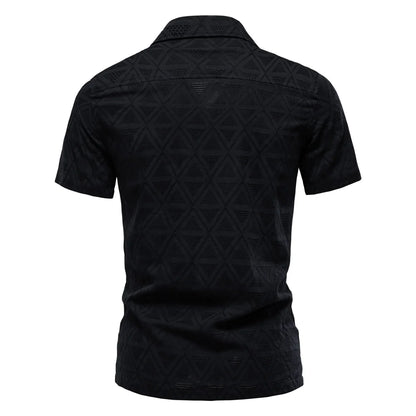 ストレッツ＆ヒル メンズ カジュアル コットン ジャカード サマーシャツ