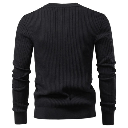 Long Sleeve Button Placket Polo Shirt Men