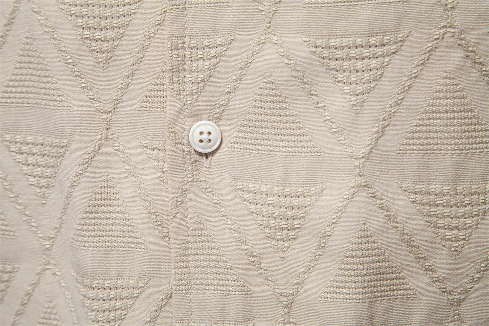 ストレッツ＆ヒル メンズ カジュアル コットン ジャカード サマーシャツ