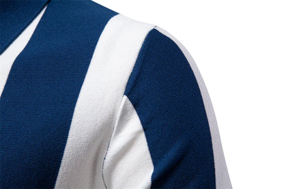 Breathable Striped Contrast Panel Polo Shirt