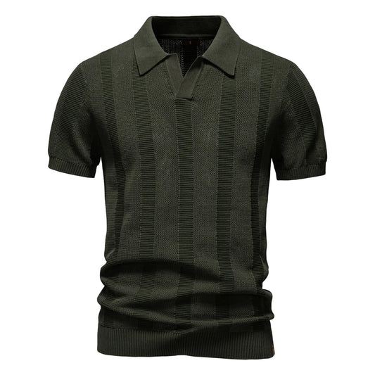 Solid & Striped Mesh Polo Shirt