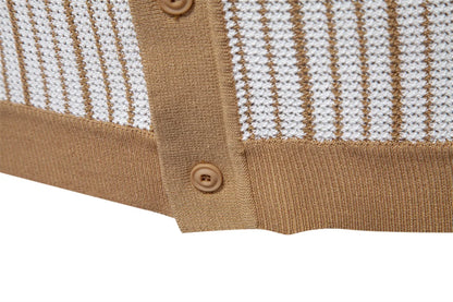 Striped Mesh Polo Shirt