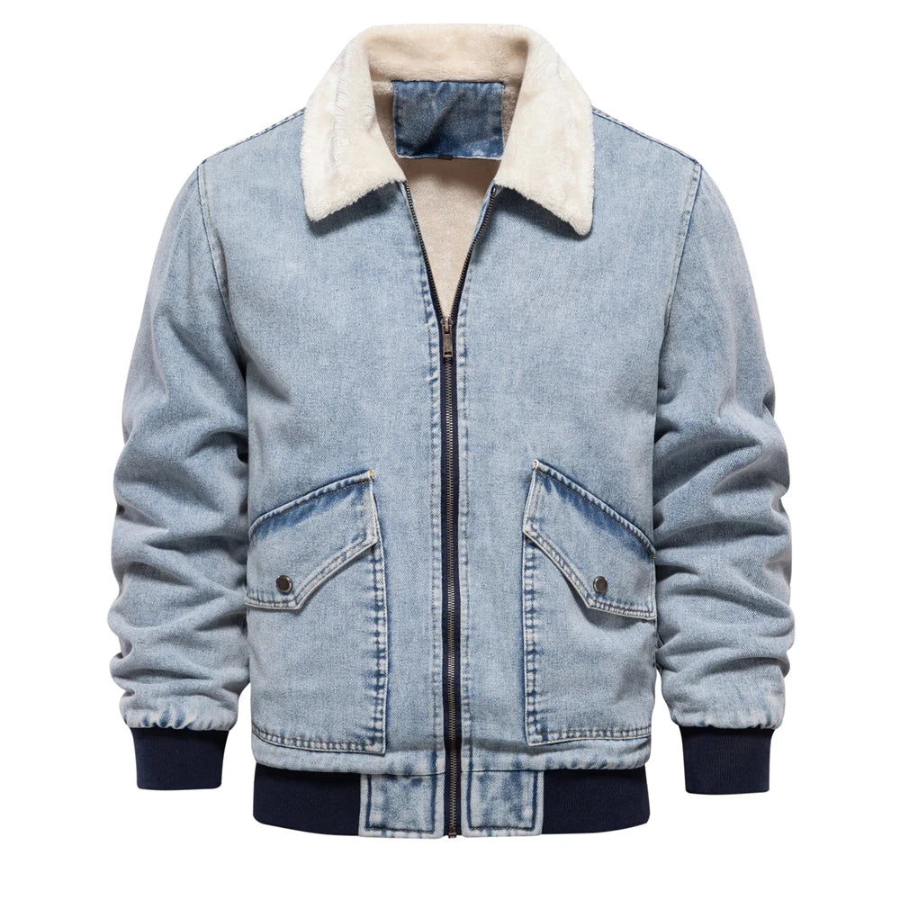 Autumn Winter Fur Collar Denim Jacket