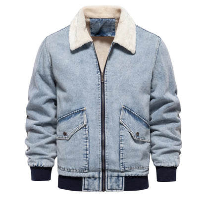 Autumn Winter Fur Collar Denim Jacket