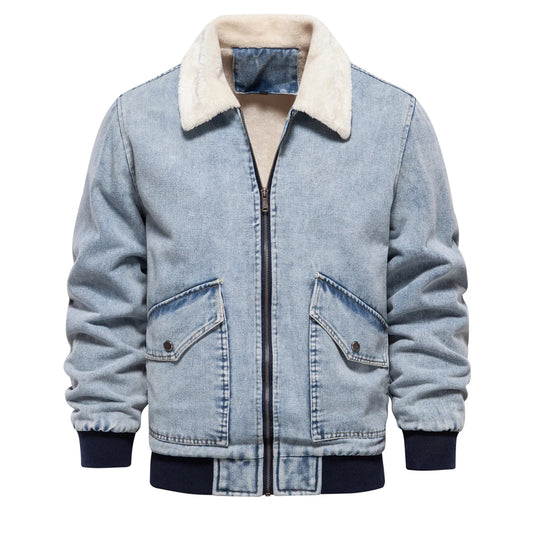 Autumn Winter Fur Collar Denim Jacket
