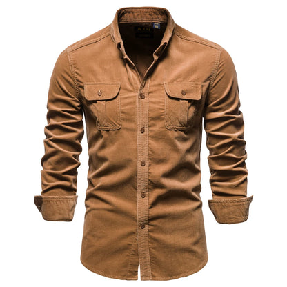 Strets & Hill Slim Fit Cotton Corduroy Men’s Shirt for Fall