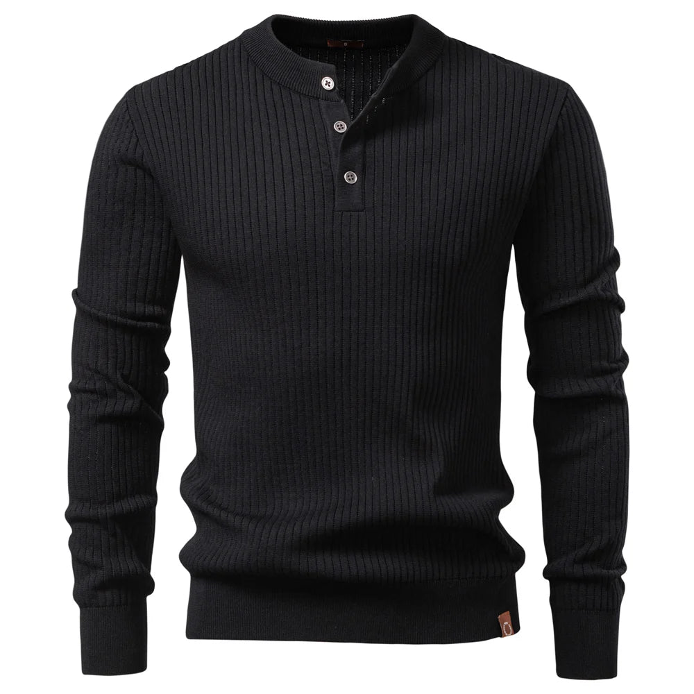 Long Sleeve Button Placket Polo Shirt Men