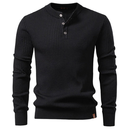 Long Sleeve Button Placket Polo Shirt Men