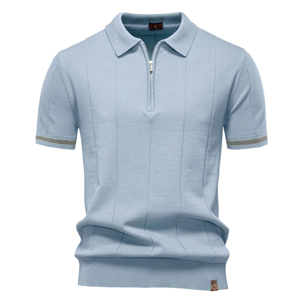 Slim Fit Zipper Polo Shirt