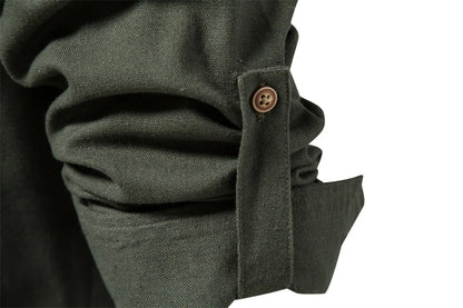 Strets & Hill Men's Cotton Long Sleeve Pocket Shirt, Solid Color