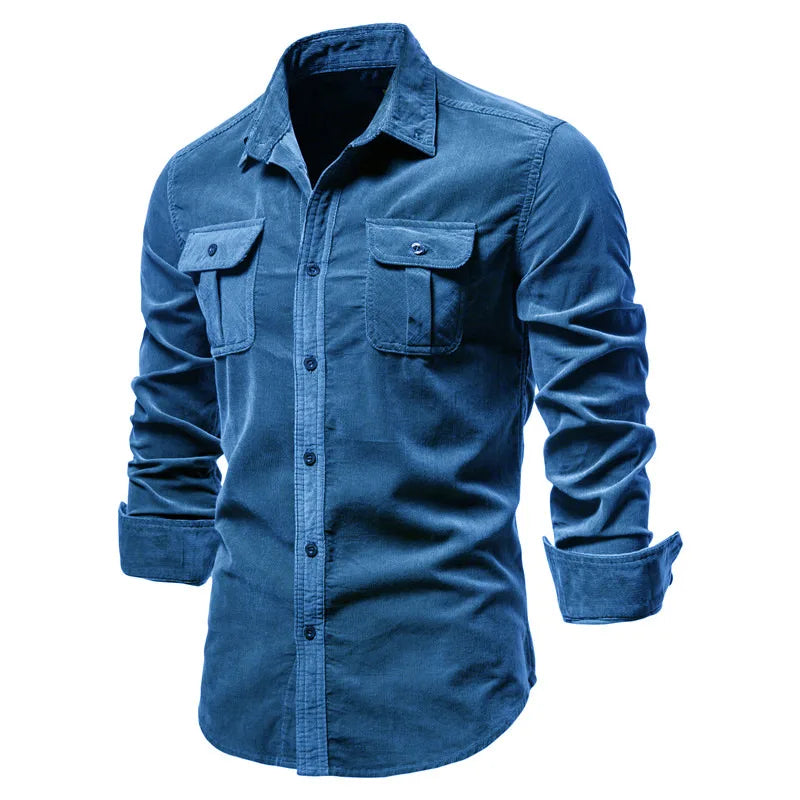 Strets & Hill Slim Fit Cotton Corduroy Men’s Shirt for Fall