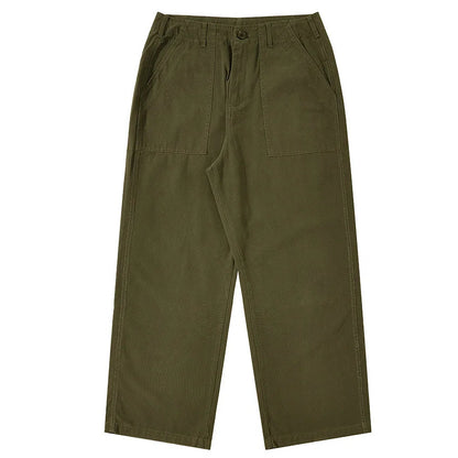 American Retro Army Green Overalls Casual Pants