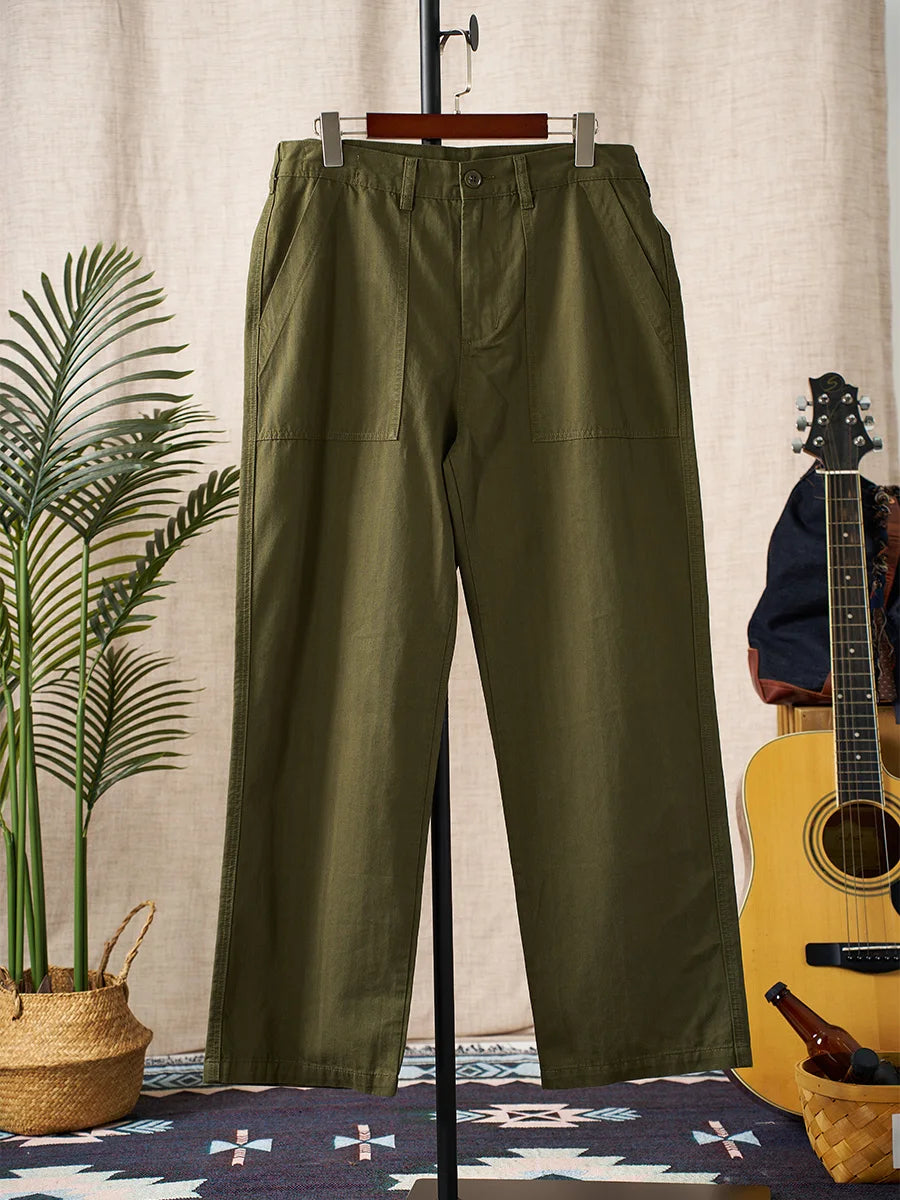 American Retro Army Green Overalls Casual Pants