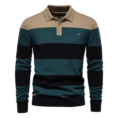 Strets & Hill Men's Cotton Button-Up Polo Sweater Knit Top